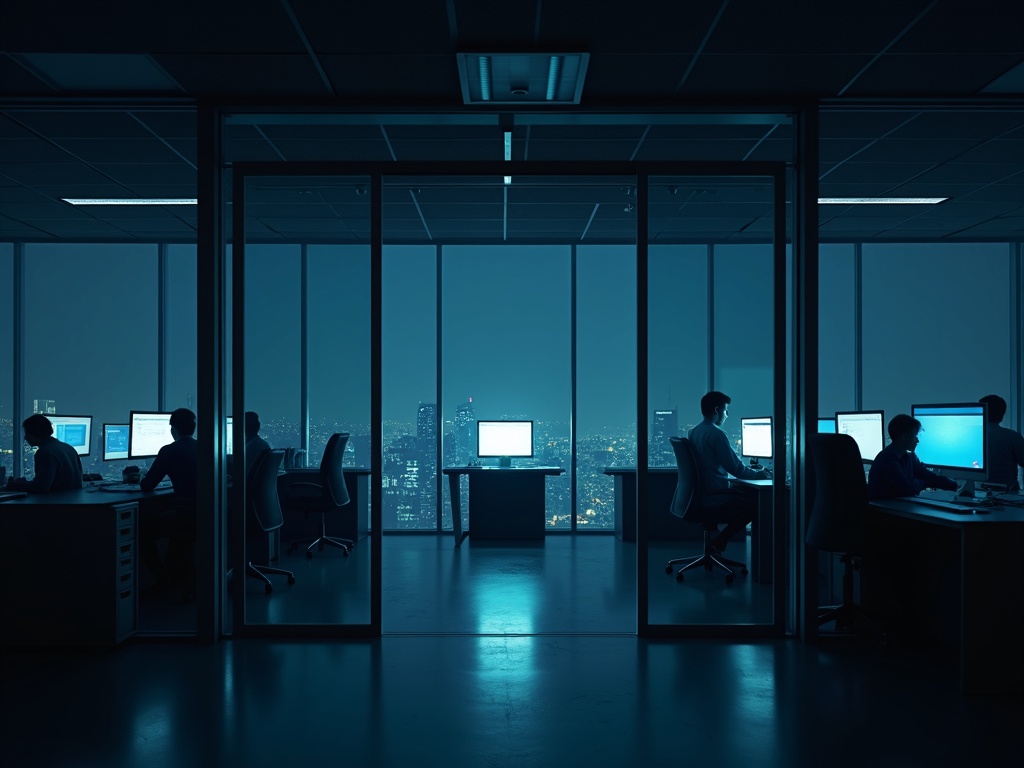 Studio interior at night