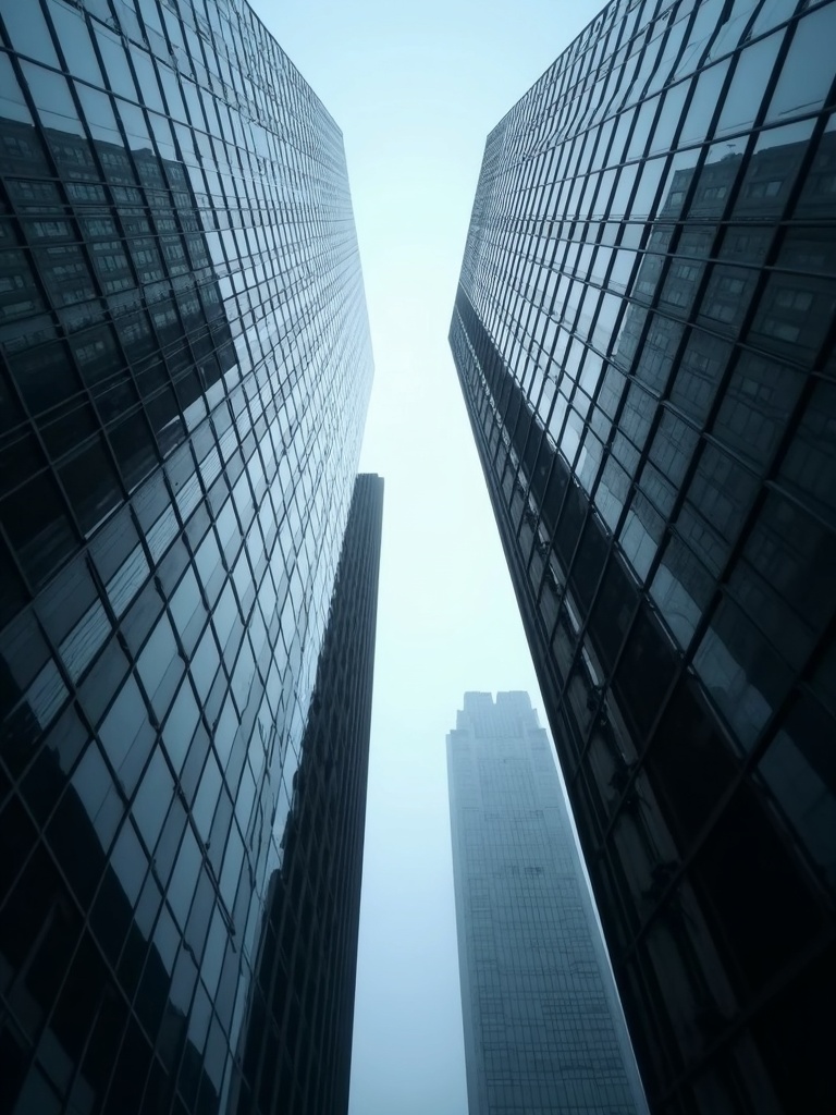 Glass towers seen from below